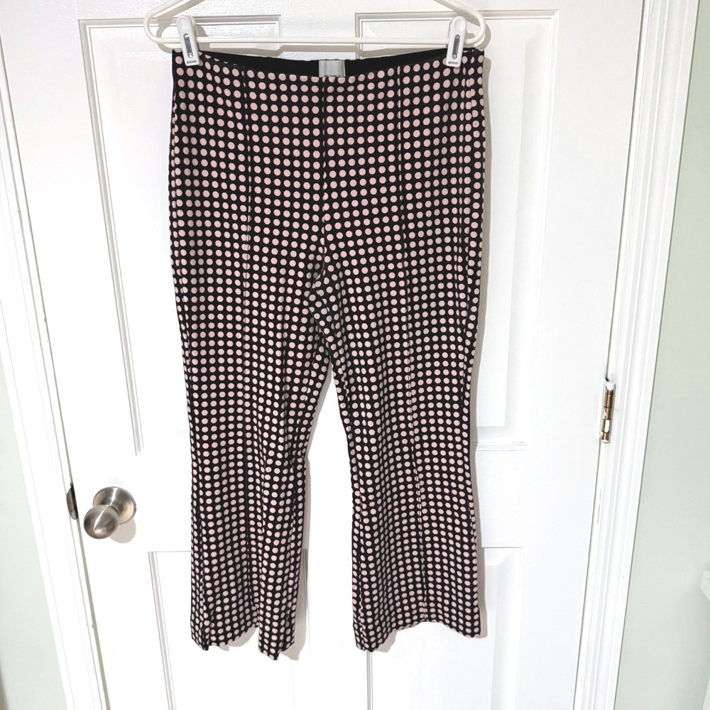 Maeve Anthropologie The Margot Polka Dot Slim Leg Pants Black Pink Sz M